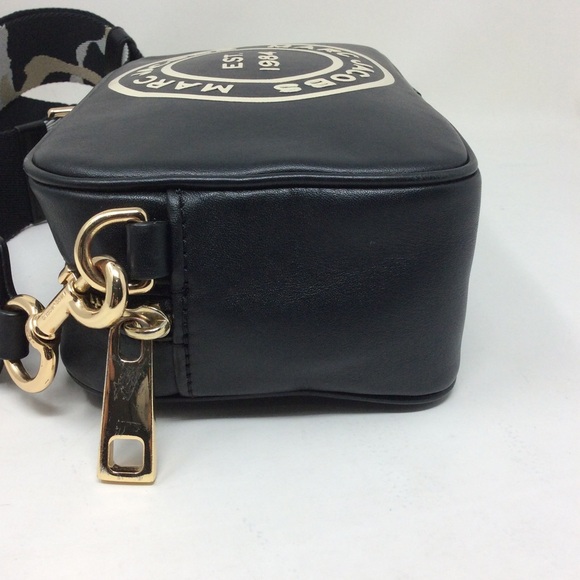 Marc Jacobs Signet Flash Black Smooth Leather Camo Camera Crossbody Bag - Picture 6 of 16